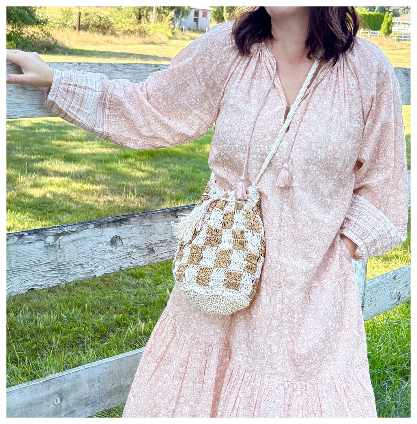 Seadrift Checkered Bucket Bag
