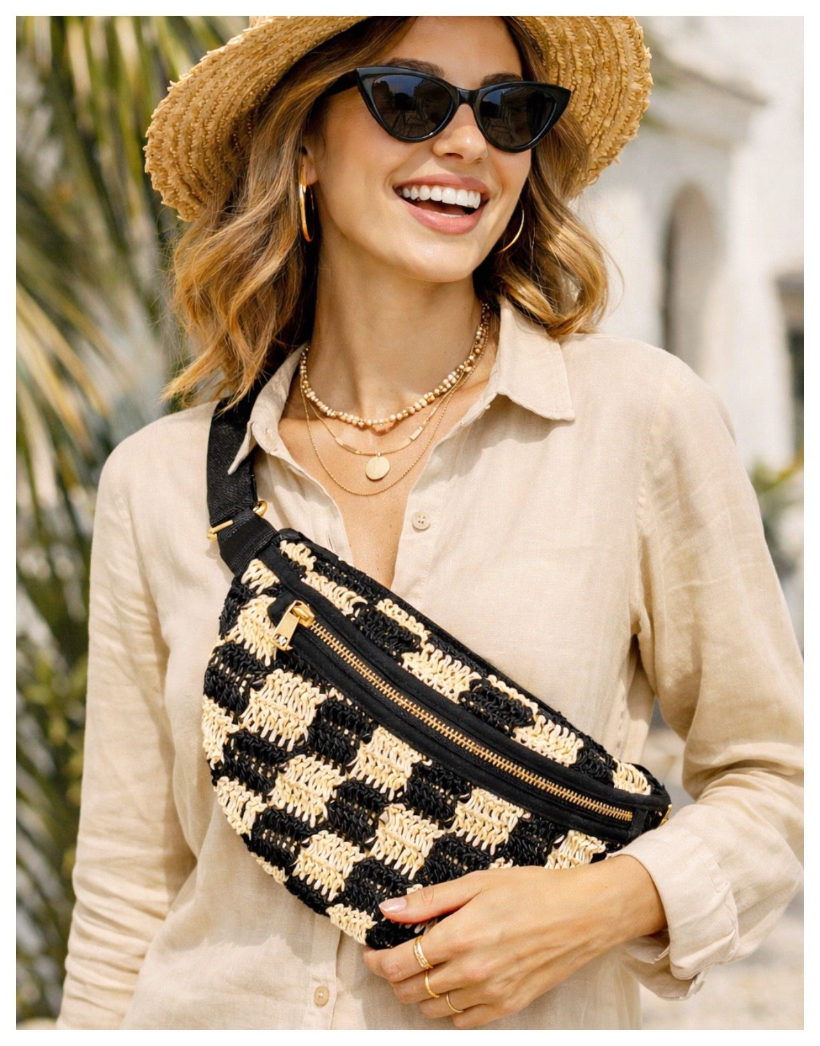 Cabo Checkered Sling Bag_black