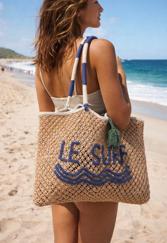Le Surf Cotton Macrame tote